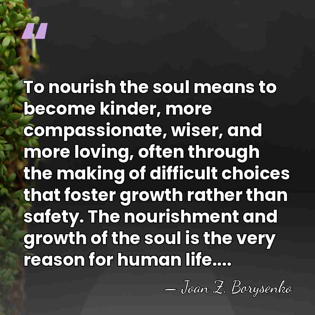 To nourish the soul means to become kinder, more compassionate, wiser, and&hellip; - Joan Z. Borysenko