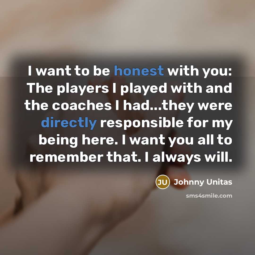 “I want to be honest with you: The players I…” quote by Johnny Unitas