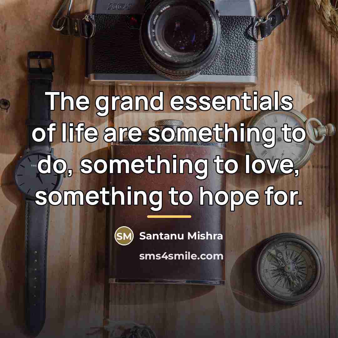 “The grand essentials of life are something to do, something…” quote by Santanu Mishra