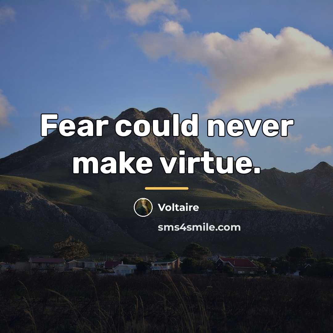 “Fear could never make virtue.…” quote by Voltaire