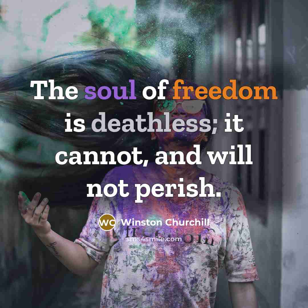 “The soul of freedom is deathless; it cannot, and will…” quote by Winston Churchill