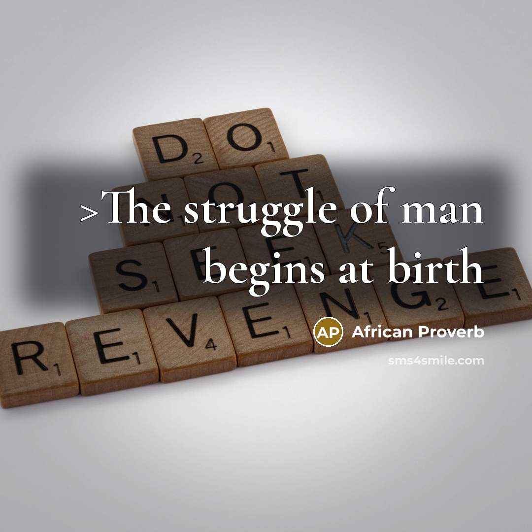 “>The struggle of man begins at birth…” quote by African Proverb
