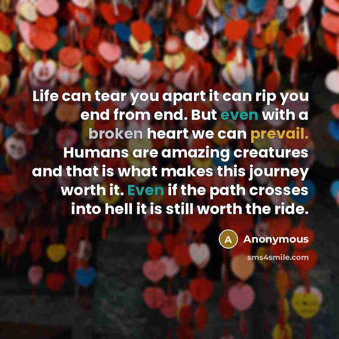 “Life can tear you apart it can rip you end…” quote by Anonymous