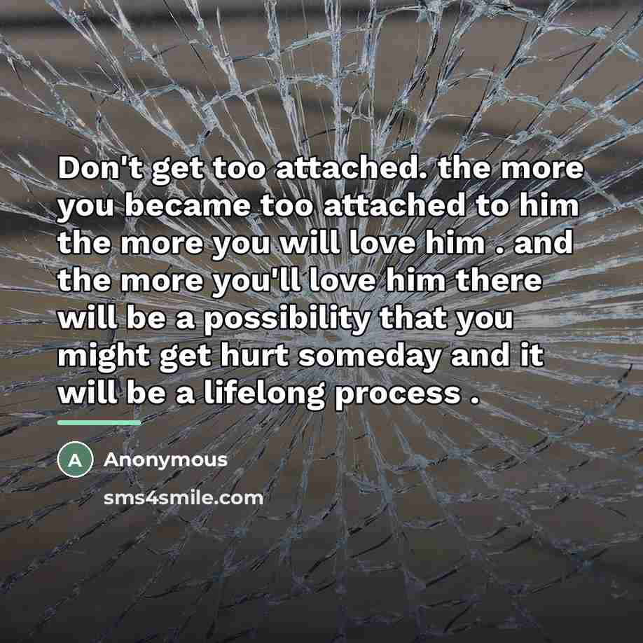“Don't get too attached. the more you became too attached…” quote by Anonymous