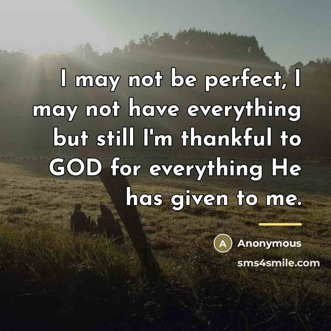 “I may not be perfect, I may not have everything…” quote by Anonymous