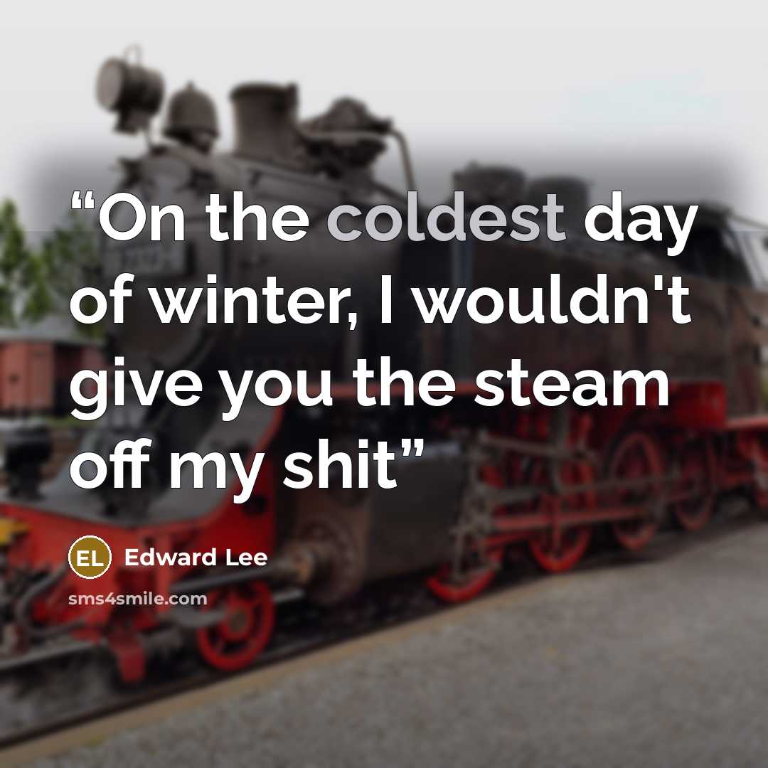 “On the coldest day of winter, I wouldn't give you the steam off my shit” quote by Edward Lee