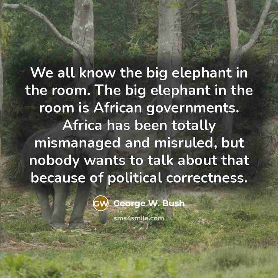 “We all know the big elephant in the room. The…” quote by George W. Bush