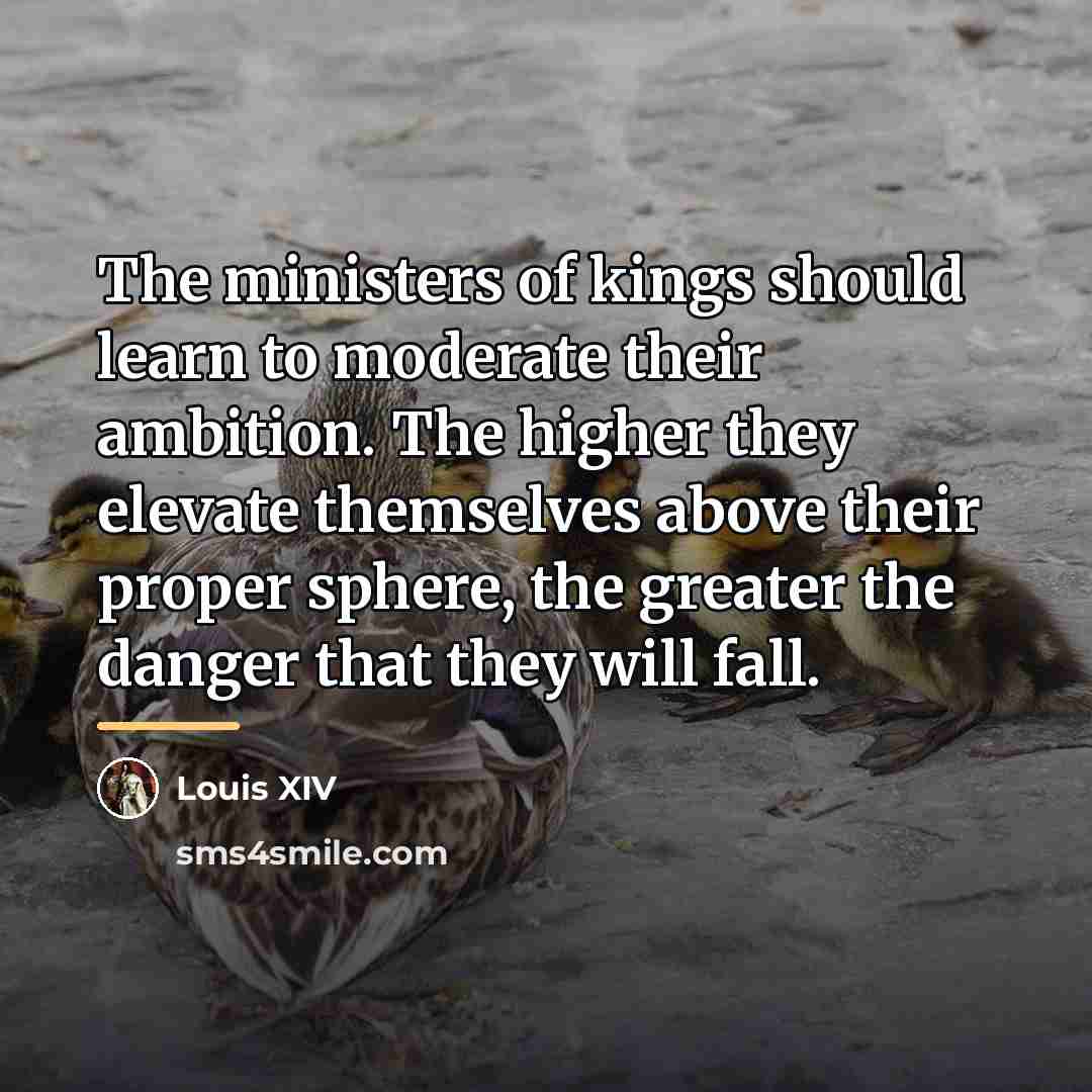 “The ministers of kings should learn to moderate their ambition.…” quote by Louis XIV