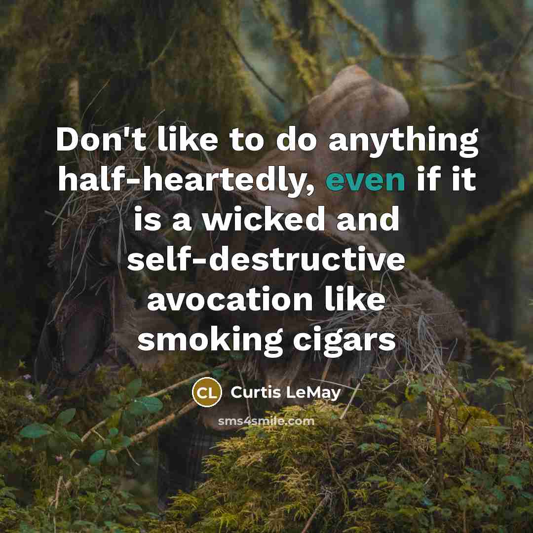 “Don't like to do anything half-heartedly, even if it is…” quote by Curtis LeMay