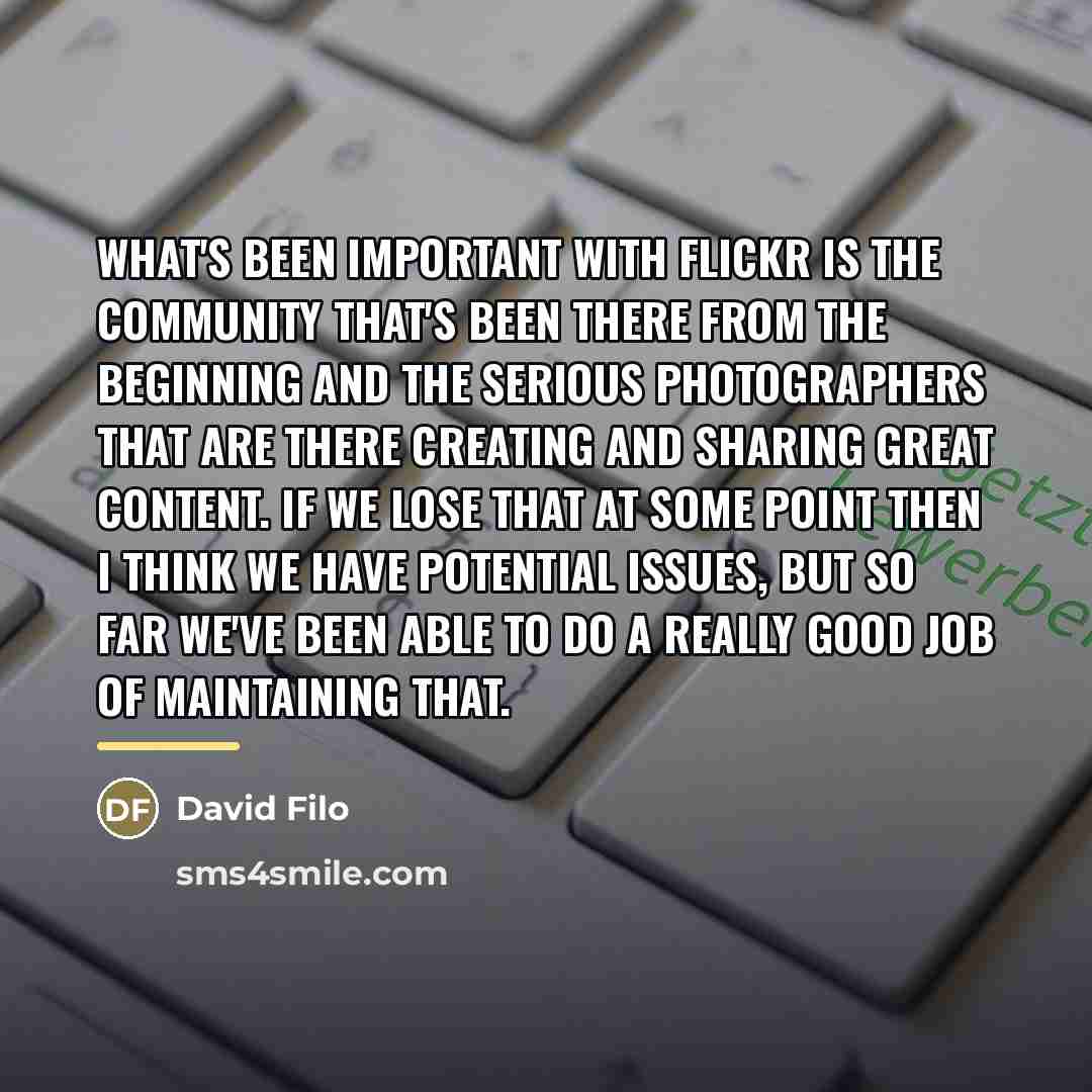 “What's been important with Flickr is the community that's been…” quote by David Filo