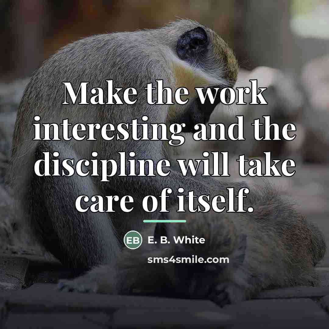 “Make the work interesting and the discipline will take care…” quote by E. B. White