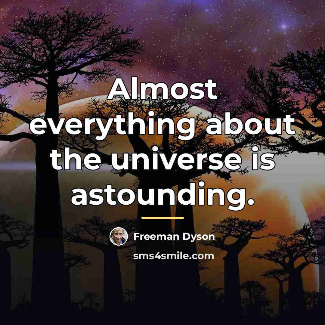 “Almost everything about the universe is astounding.…” quote by Freeman Dyson
