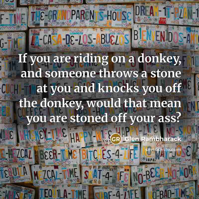 “If you are riding on a donkey, and someone throws…” quote by Glen Rambharack