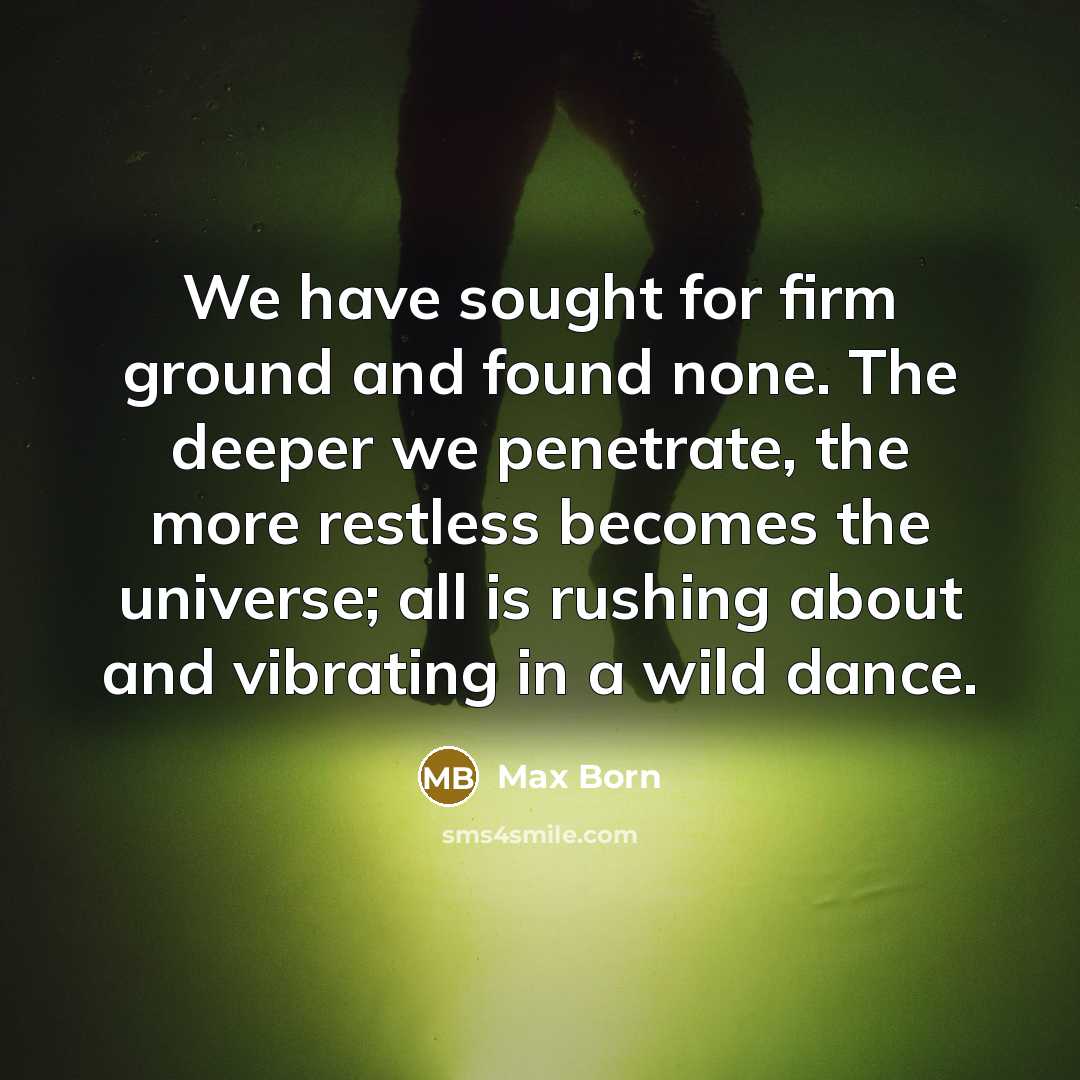 “We have sought for firm ground and found none. The…” quote by Max Born