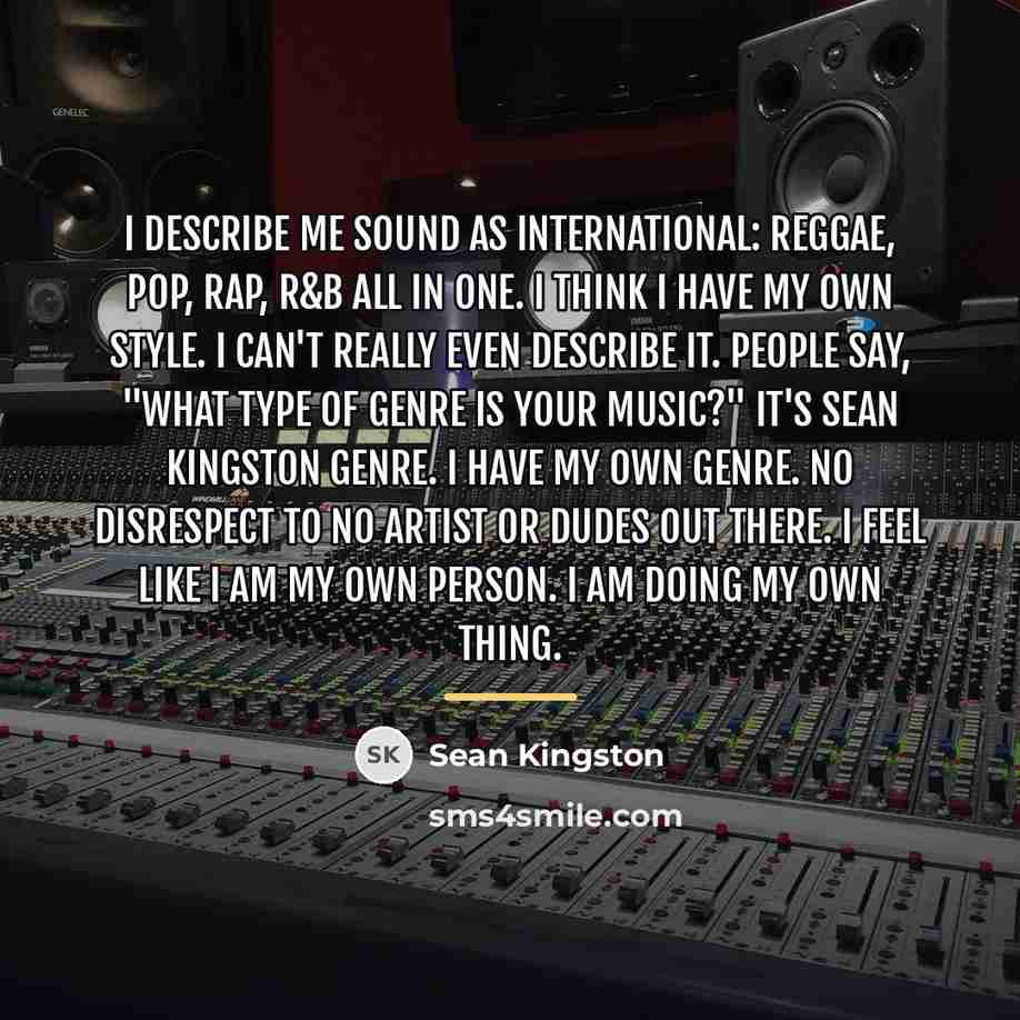 “I describe me sound as international: reggae, pop, rap, R&B…” quote by Sean Kingston