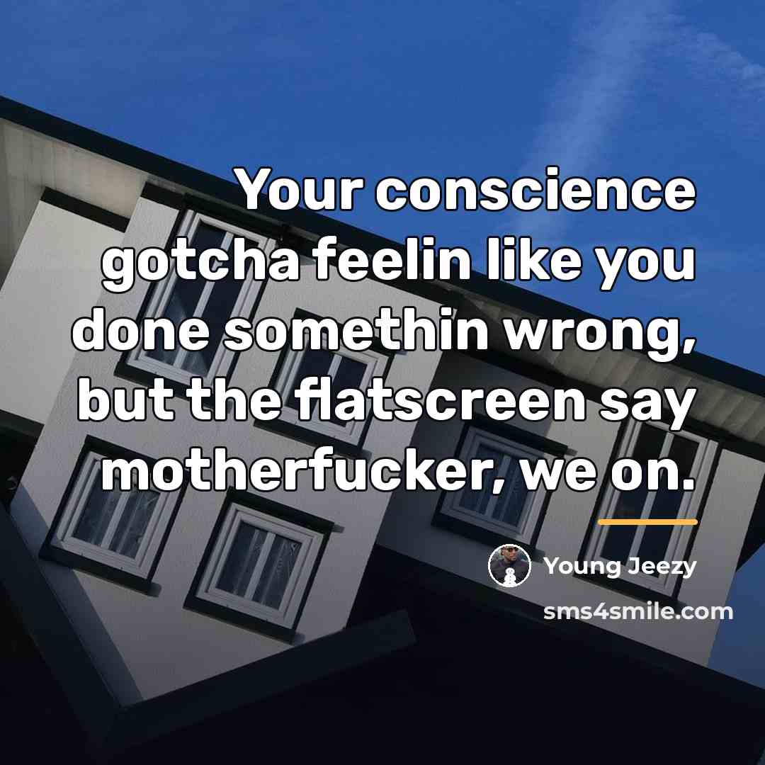 “Your conscience gotcha feelin like you done somethin wrong, but…” quote by Young Jeezy