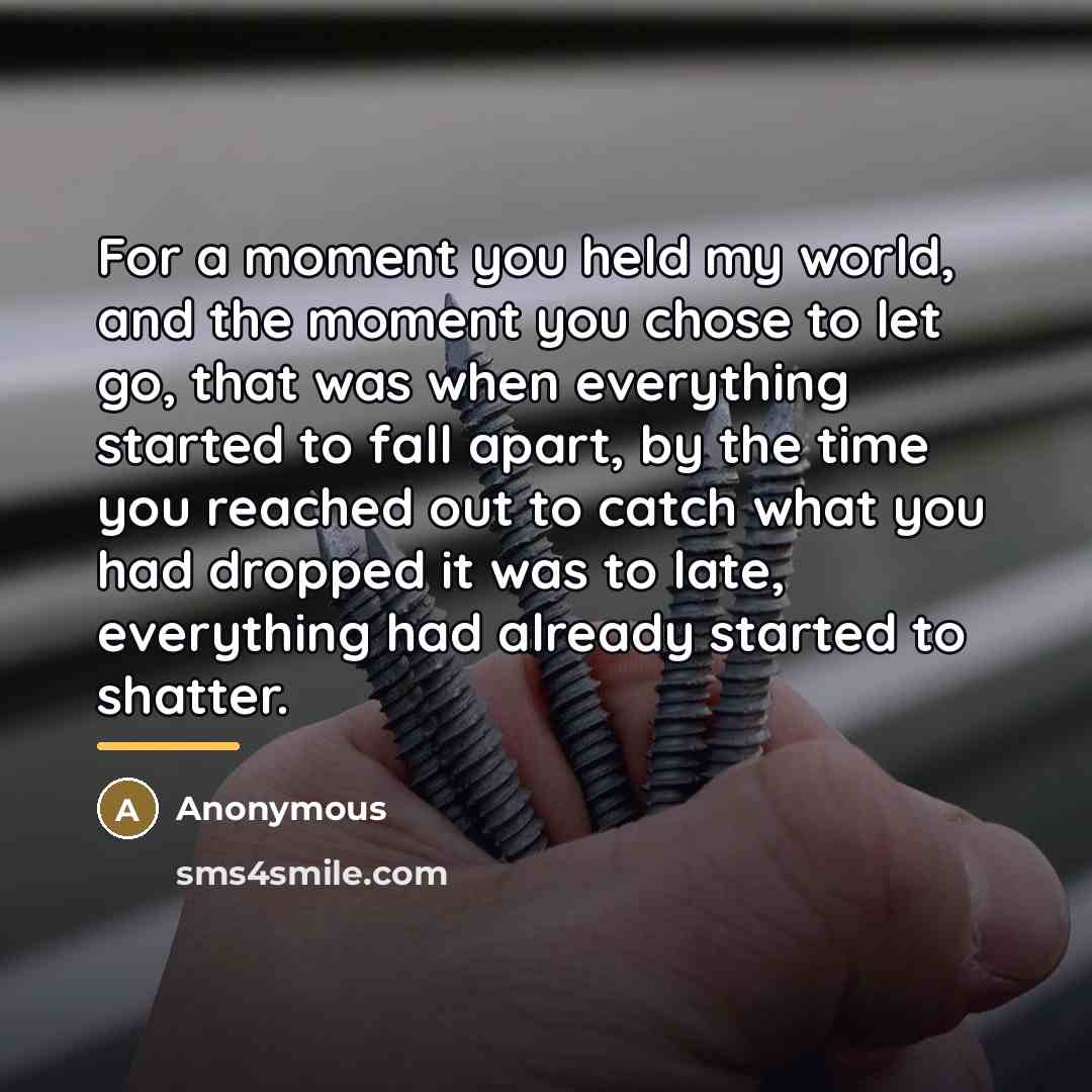 “For a moment you held my world, and the moment…” quote by Anonymous