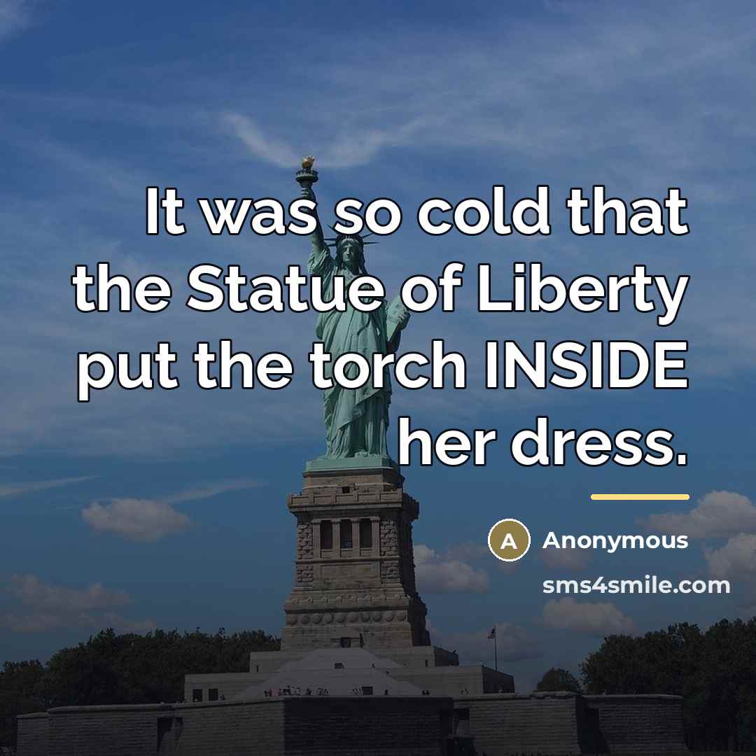 “It was so cold that the Statue of Liberty put…” quote by Anonymous