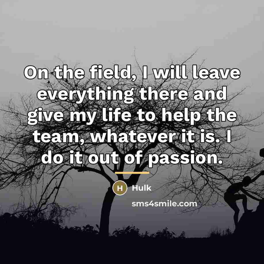 “On the field, I will leave everything there and give…” quote by Hulk