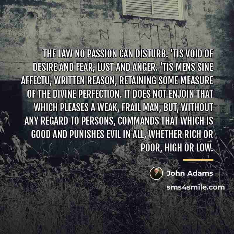 “The law no passion can disturb. 'Tis void of desire…” quote by John Adams