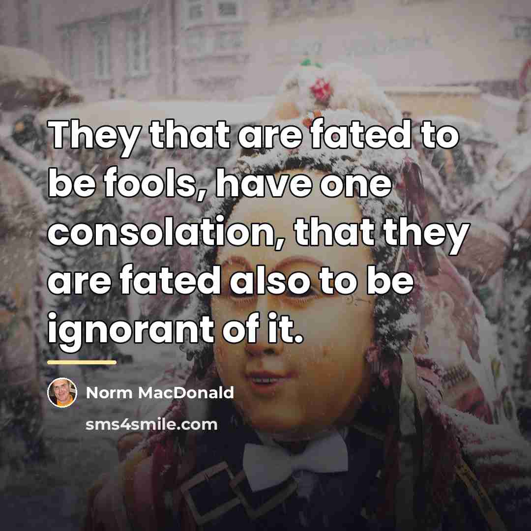 “They that are fated to be fools, have one consolation,…” quote by Norm MacDonald