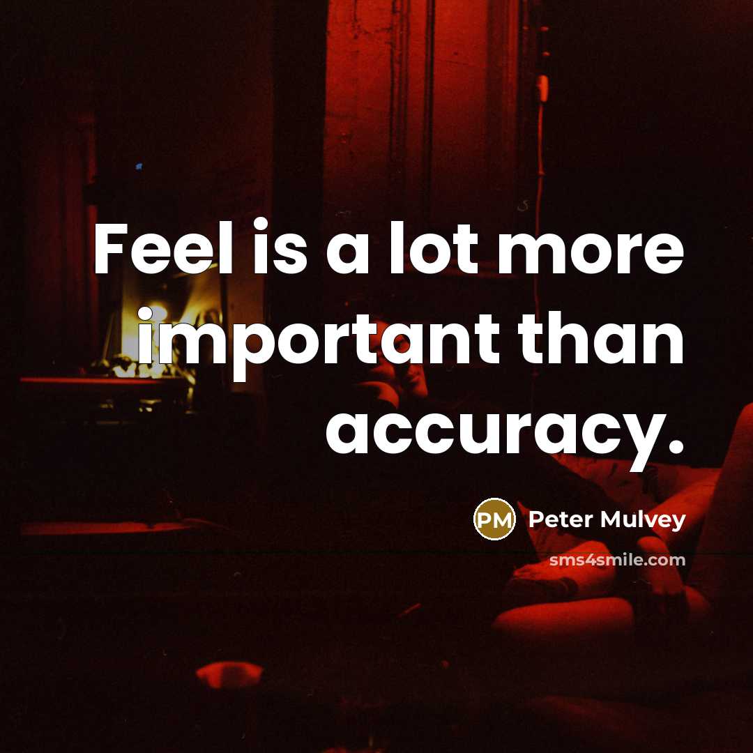 “Feel is a lot more important than accuracy.…” quote by Peter Mulvey