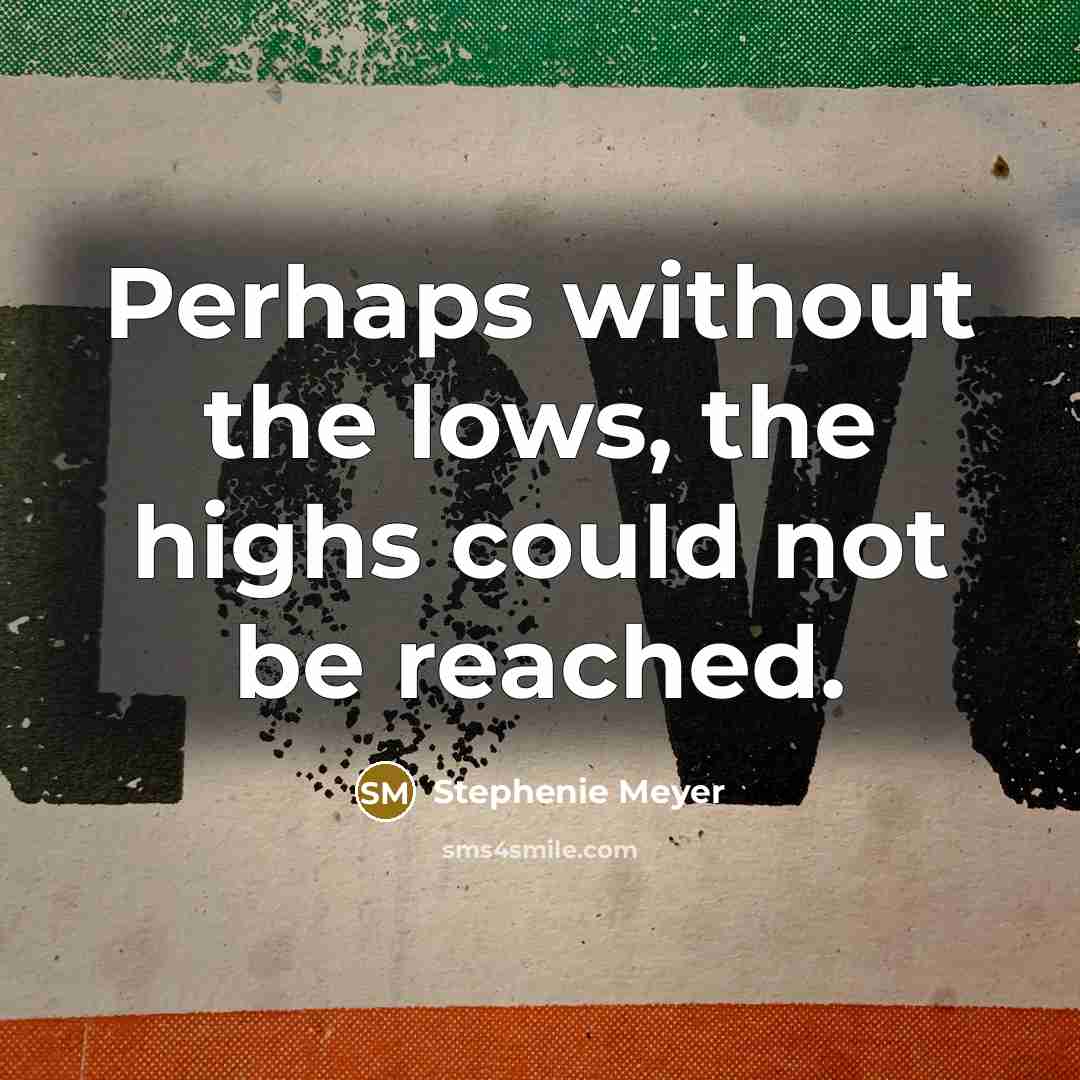 “Perhaps without the lows, the highs could not be reached.” quote by Stephenie Meyer