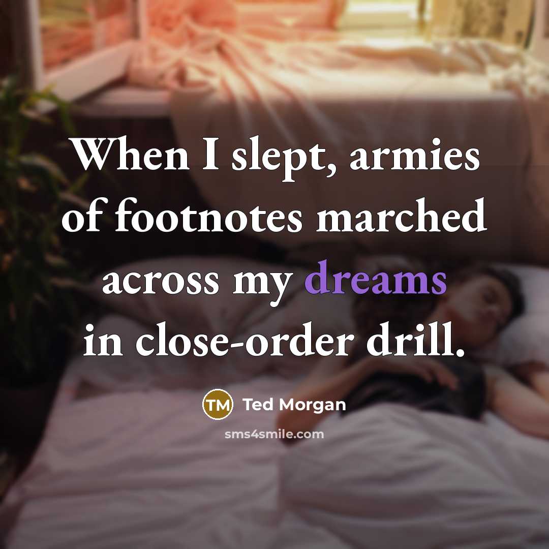 “When I slept, armies of footnotes marched across my dreams…” quote by Ted Morgan