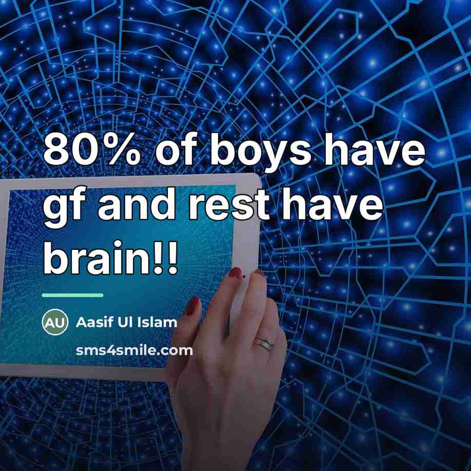 “80% of boys have gf and rest have brain!!…” quote by Aasif Ul Islam
