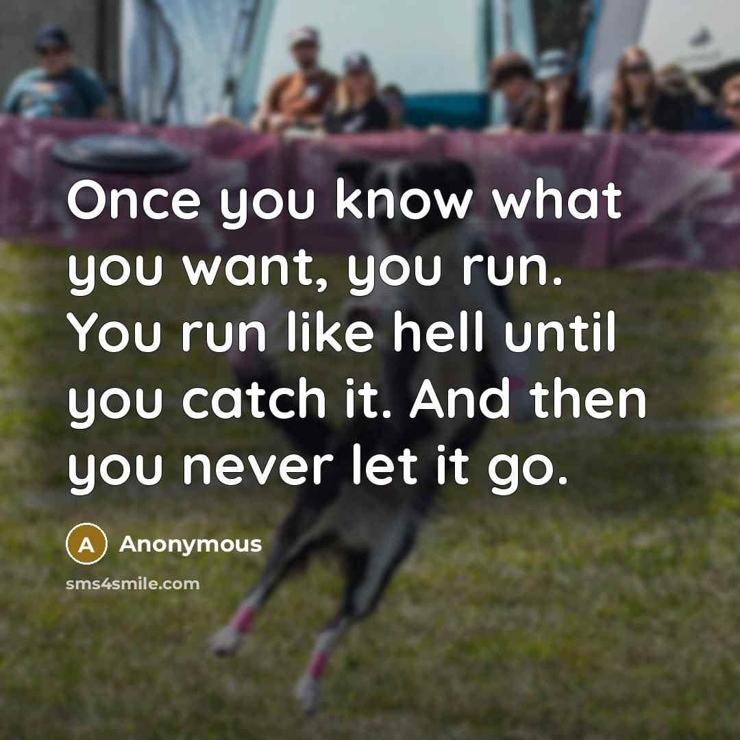 “Once you know what you want, you run. You run…” quote by Anonymous
