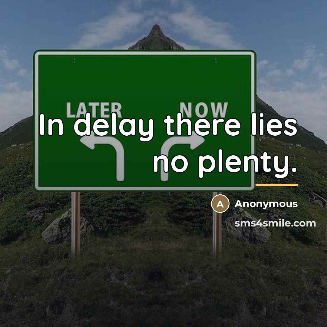 “In delay there lies no plenty.…” quote by Anonymous