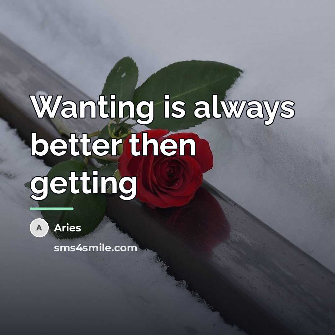 “Wanting is always better then getting…” quote by Aries