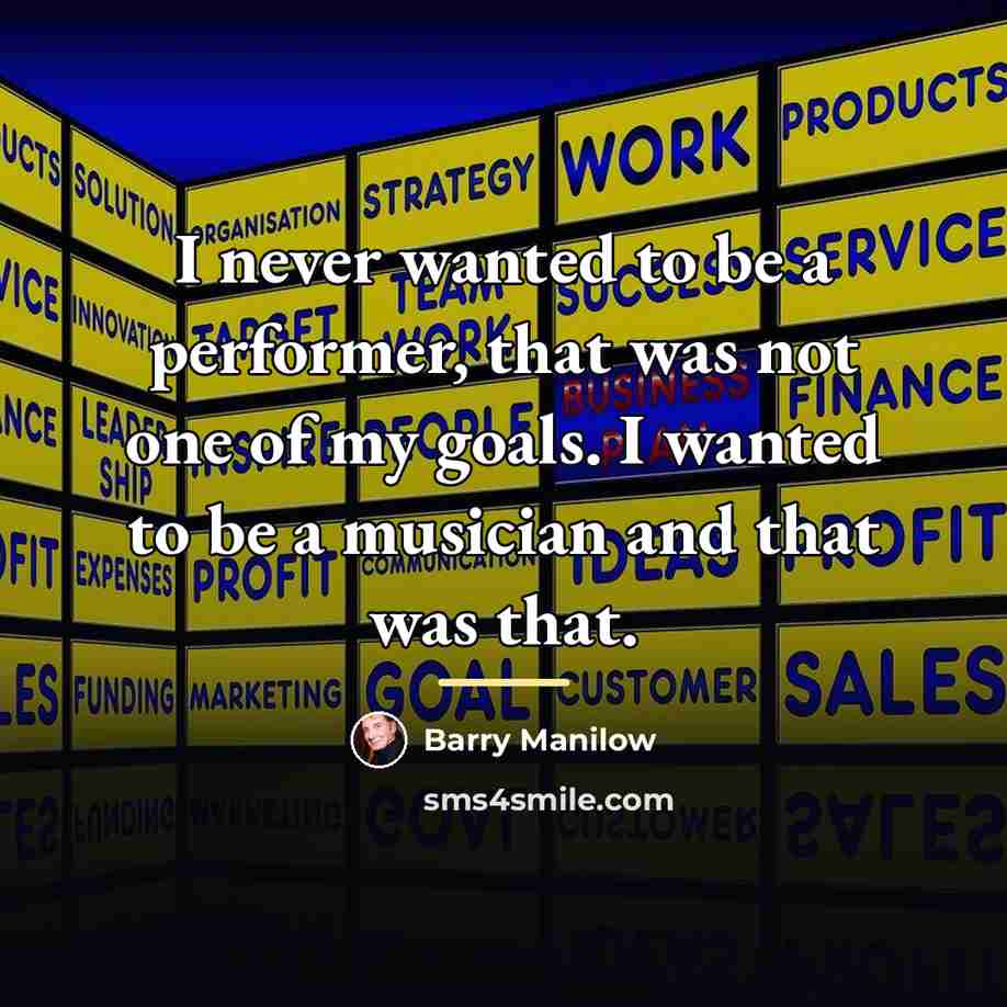 “I never wanted to be a performer, that was not…” quote by Barry Manilow