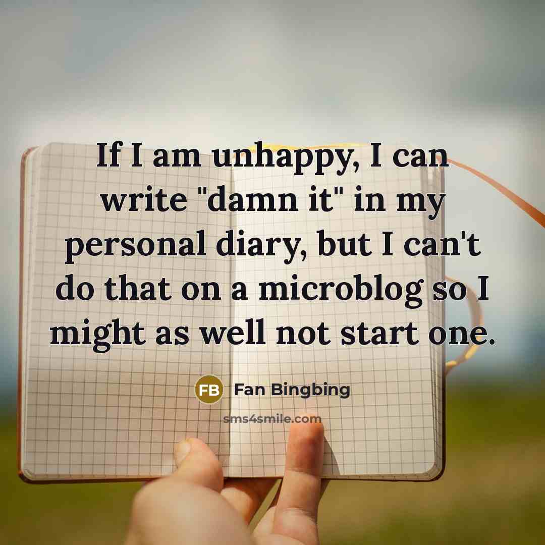 “If I am unhappy, I can write "damn it" in…” quote by Fan Bingbing