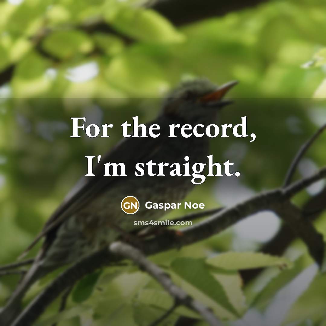 “For the record, I'm straight.” quote by Gaspar Noe