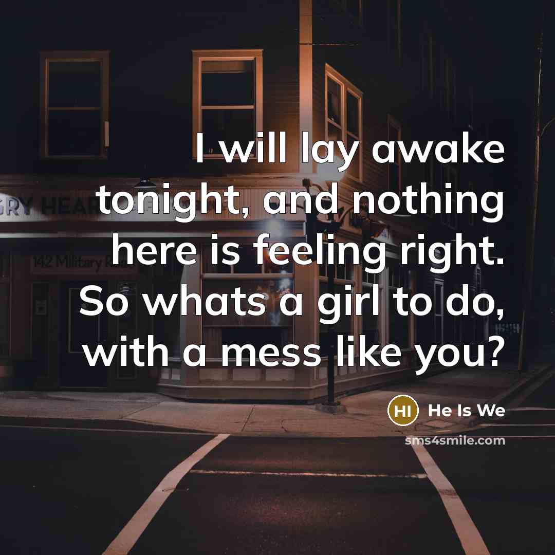 “I will lay awake tonight, and nothing here is feeling…” quote by He Is We