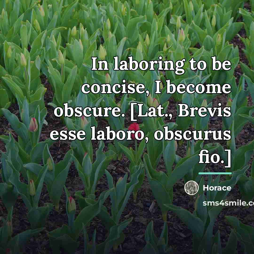 “In laboring to be concise, I become obscure. [Lat., Brevis…” quote by Horace