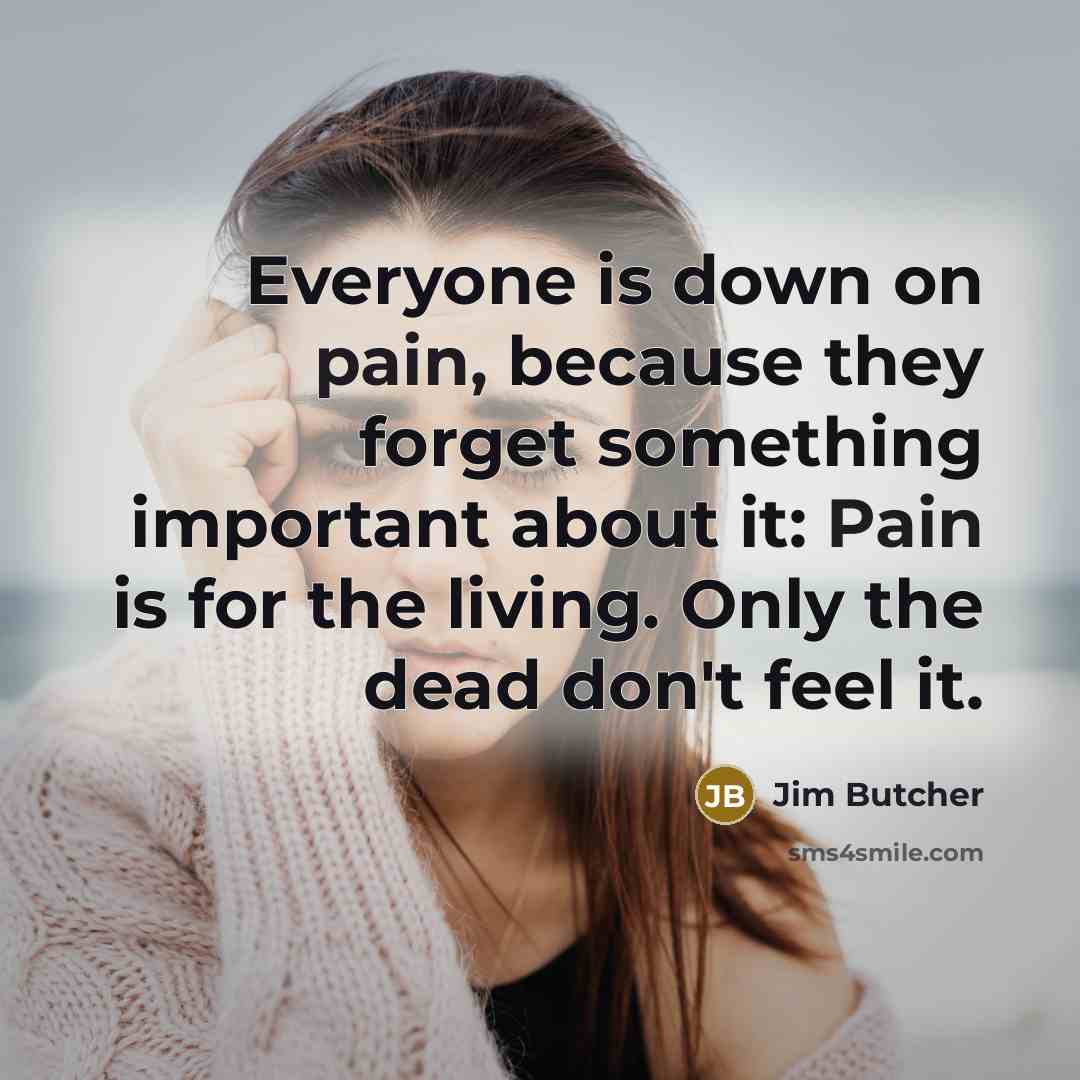 “Everyone is down on pain, because they forget something important…” quote by Jim Butcher
