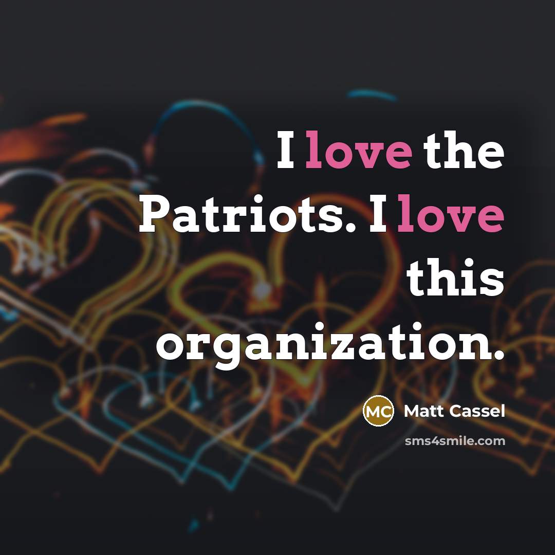“I love the Patriots. I love this organization.…” quote by Matt Cassel
