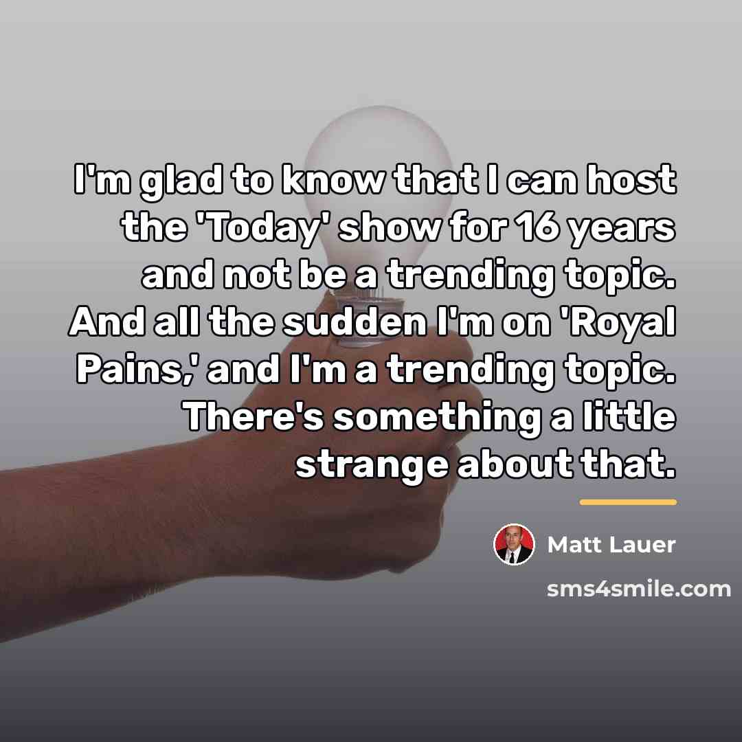 “I'm glad to know that I can host the 'Today'…” quote by Matt Lauer