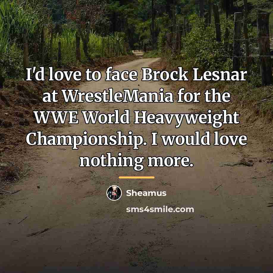 “I'd love to face Brock Lesnar at WrestleMania for the…” quote by Sheamus