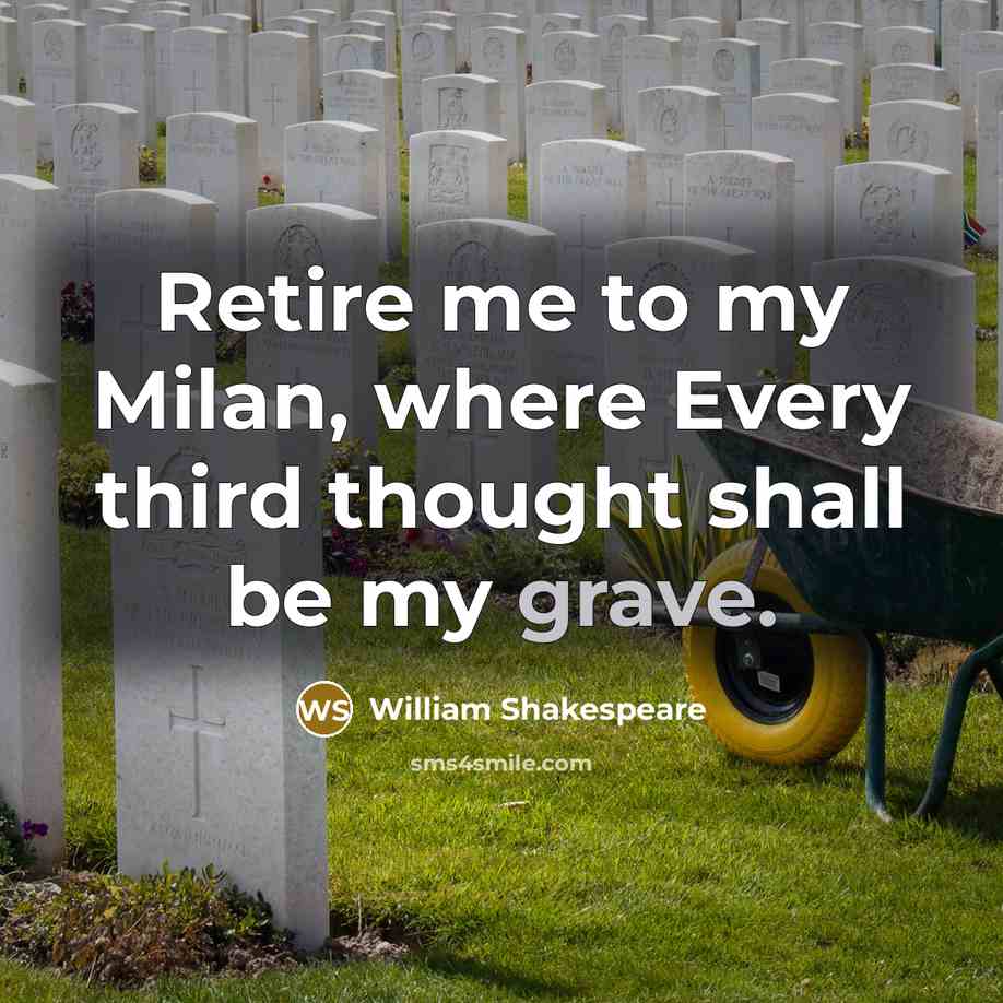 “Retire me to my Milan, where Every third thought shall…” quote by William Shakespeare
