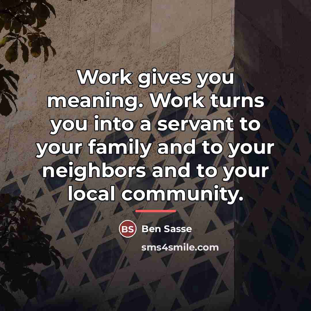 “Work gives you meaning. Work turns you into a servant…” quote by Ben Sasse