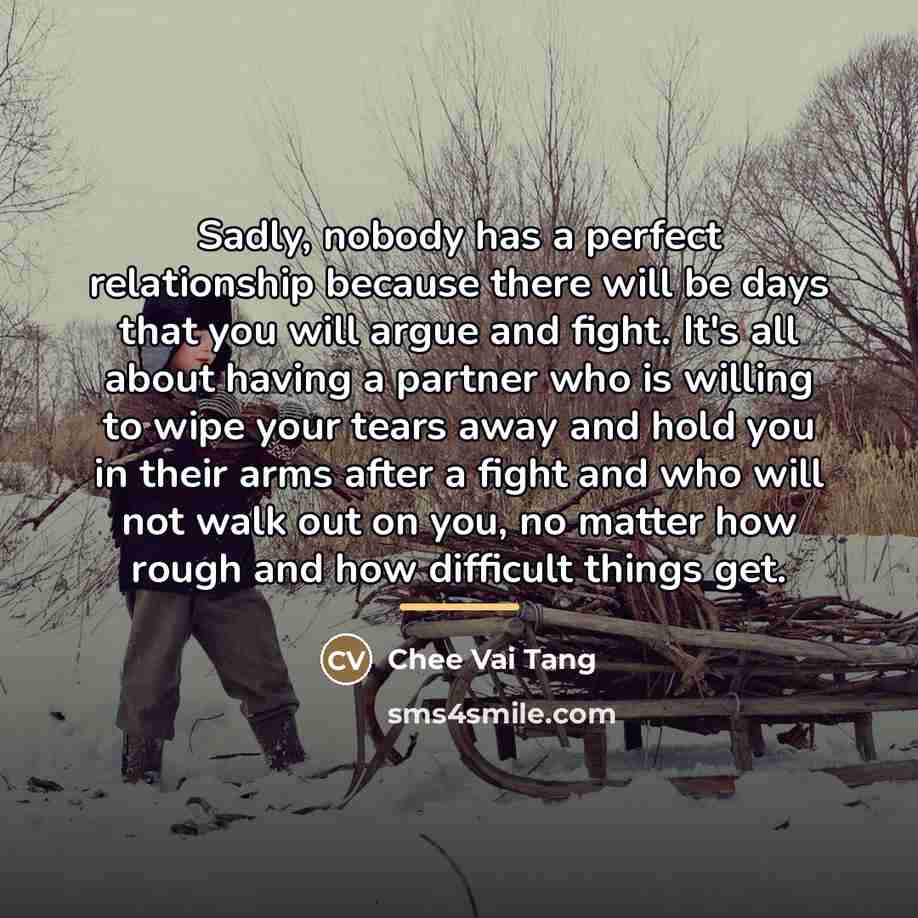 “Sadly, nobody has a perfect relationship because there will be…” quote by Chee Vai Tang