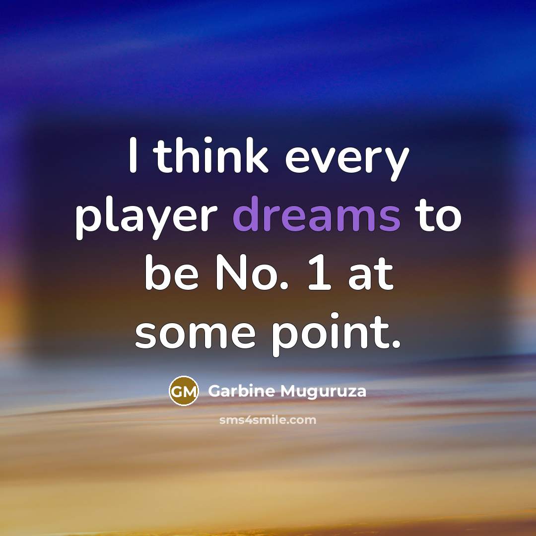 “I think every player dreams to be No. 1 at…” quote by Garbine Muguruza