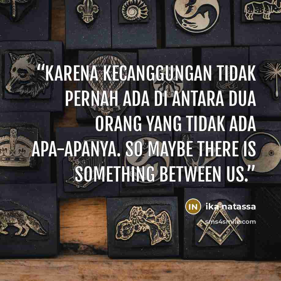“Karena kecanggungan tidak pernah ada di antara dua orang yang tidak ada apa-apanya. So maybe there is something between us.” quote by Ika Natassa