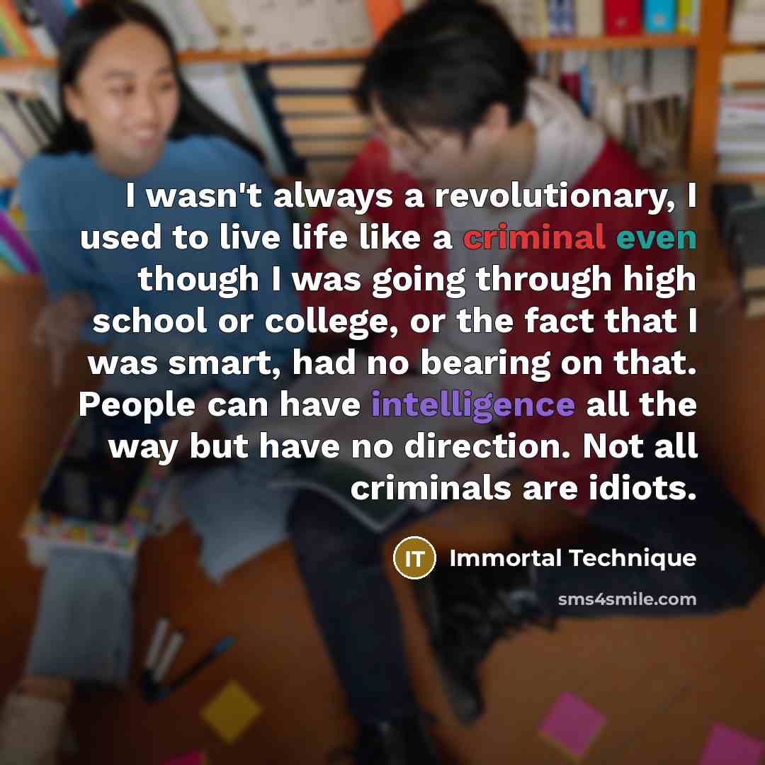 “I wasn't always a revolutionary, I used to live life…” quote by Immortal Technique