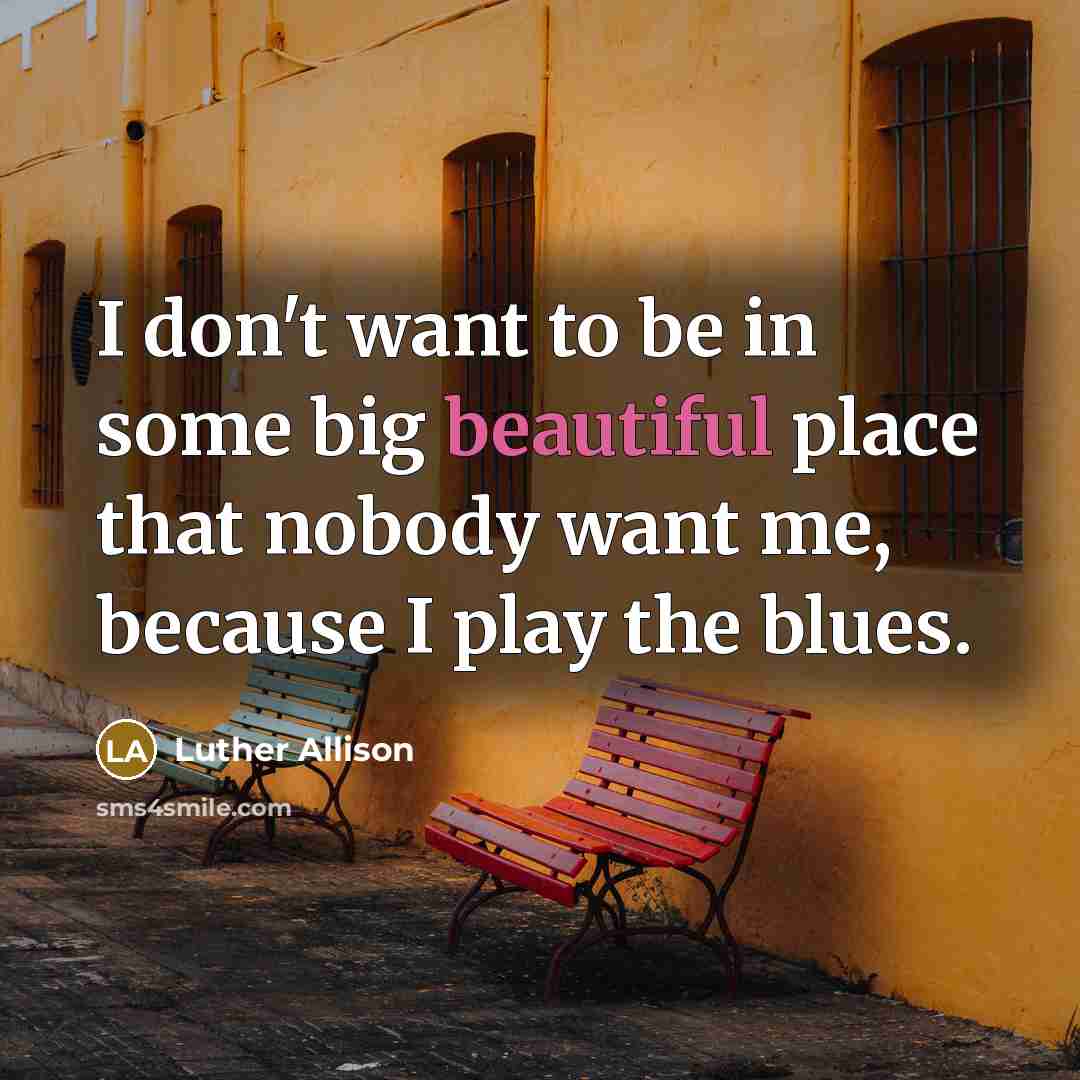“I don't want to be in some big beautiful place…” quote by Luther Allison