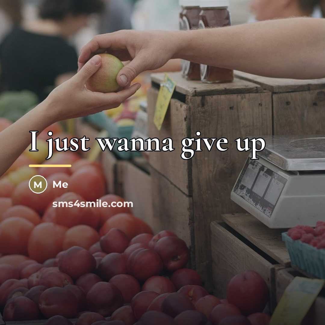 “I just wanna give up…” quote by Me