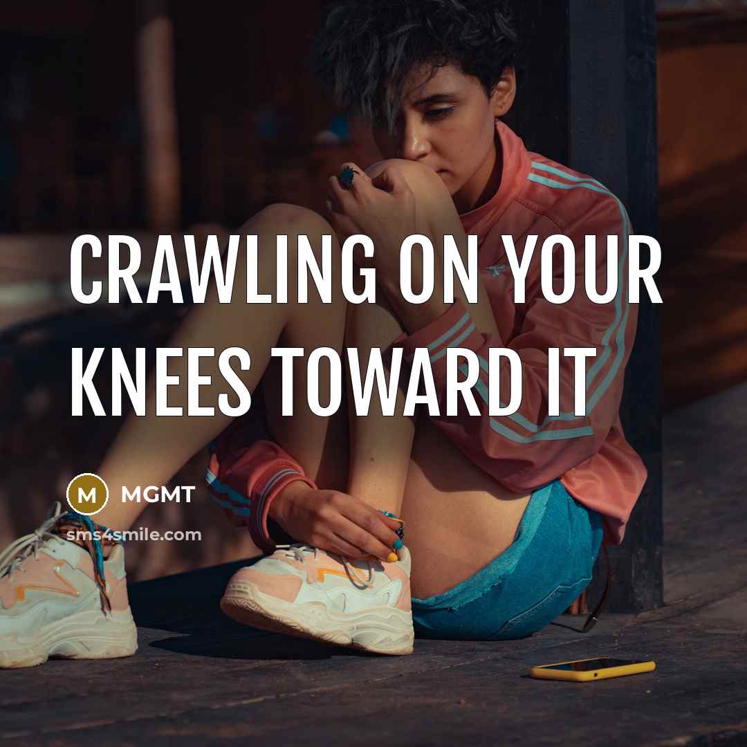 “Crawling on your knees toward it” quote by MGMT